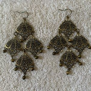 Black and silver/ Black and gold metal earrings